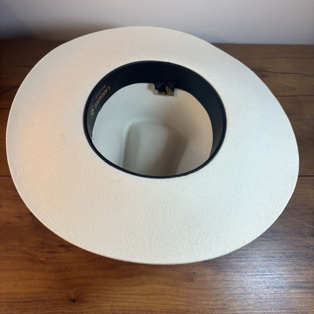 VTG Lanning Belleville Canada Wool Felt Western Cowboy Hat Cream Off-White 7 1/8 - Picture 7 of 11